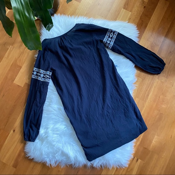 ROOTS Blue Rimby Embroidered Boho Peasant Long Sleeve Dress - Picture 10 of 10